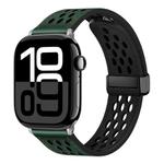 For Apple Watch Series 10 46mm Hole Style Folding Buckle PU Leather Watch Band(Fir Green)