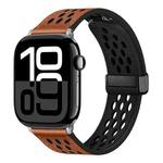 For Apple Watch Series 10 46mm Hole Style Folding Buckle PU Leather Watch Band(Brown)