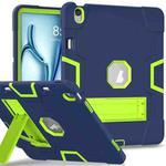 For iPad Air 13 2024 Contrast Color Silicone Acrylic PC Tablet Case with Holder(Navy Blue Yellow Green)