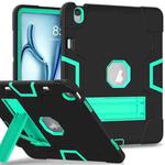 For iPad Air 13 2024 Contrast Color Silicone Acrylic PC Tablet Case with Holder(Black Mint Green)