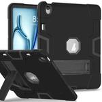 For iPad Air 13 2024 Contrast Color Silicone Acrylic PC Tablet Case with Holder(Black)