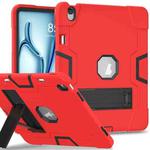 For iPad Air 13 2024 Contrast Color Silicone Acrylic PC Tablet Case with Holder(Red Black)