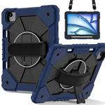 For iPad Air 11 2024 Contrast Color Robot Silicone Hybrid PC Tablet Case(Navy Black)