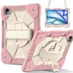 For iPad Air 11 2024 Contrast Color Robot Silicone Hybrid PC Tablet Case(Rose Gold Beige)