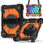 For iPad mini 2024 / mini 6 Contrast Color Robot Silicone Hybrid PC Tablet Case(Black Orange)