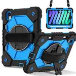 For iPad mini 2024 / mini 6 Contrast Color Robot Silicone Hybrid PC Tablet Case(Black Blue)