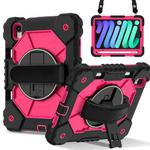 For iPad mini 2024 / mini 6 Contrast Color Robot Silicone Hybrid PC Tablet Case(Black Rose Red)