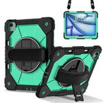 For iPad Air 13 2025 / 2024 Contrast Color Robot Silicone Hybrid PC Tablet Case(Black Mint Green)