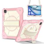 For iPad Air 13 2025 / 2024 Contrast Color Robot Silicone Hybrid PC Tablet Case(Rose Gold Beige)