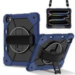 For iPad Pro 13 2024 Contrast Color Robot Silicone Hybrid PC Tablet Case(Navy Black)
