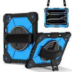 For iPad Pro 13 2024 Contrast Color Robot Silicone Hybrid PC Tablet Case(Black Blue)
