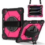 For iPad Pro 13 2024 Contrast Color Robot Silicone Hybrid PC Tablet Case(Black Rose Red)