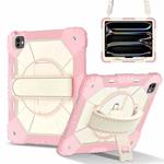 For iPad Pro 13 2024 Contrast Color Robot Silicone Hybrid PC Tablet Case(Rose Gold Beige)