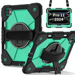 For iPad Pro 11 2024 Contrast Color Robot Silicone Hybrid PC Tablet Case(Black Mint Green)