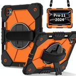 For iPad Pro 11 2024 Contrast Color Robot Silicone Hybrid PC Tablet Case(Black Orange)