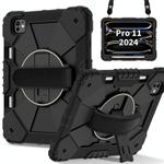 For iPad Pro 11 2024 Contrast Color Robot Silicone Hybrid PC Tablet Case(Black)