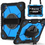 For iPad Pro 11 2024 Contrast Color Robot Silicone Hybrid PC Tablet Case(Black Blue)