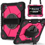 For iPad Pro 11 2024 Contrast Color Robot Silicone Hybrid PC Tablet Case(Black Rose Red)