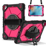 For iPad 10.2 2021 / 2020 / 2019 Contrast Color Robot Silicone Hybrid PC Tablet Case(Black Rose Red)