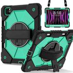 For iPad Air 5 / 4 / Pro 11 Contrast Color Robot Silicone Hybrid PC Tablet Case(Black Mint Green)