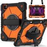 For iPad Air 5 / 4 / Pro 11 Contrast Color Robot Silicone Hybrid PC Tablet Case(Black Orange)