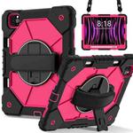 For iPad Air 5 / 4 / Pro 11 Contrast Color Robot Silicone Hybrid PC Tablet Case(Black Rose Red)