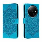 For Xiaomi Redmi A3 Sun Mandala Embossing Pattern Phone Leather Case(Blue)