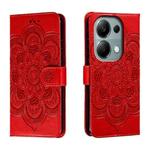 For Xiaomi Redmi Note 13 Pro 4G Sun Mandala Embossing Pattern Phone Leather Case(Red)