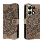 For Xiaomi Redmi Note 13 4G Sun Mandala Embossing Pattern Phone Leather Case(Grey)