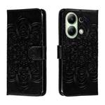 For Xiaomi Redmi Note 13 4G Sun Mandala Embossing Pattern Phone Leather Case(Black)