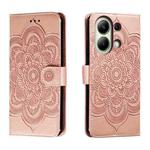 For Xiaomi Redmi Note 13 4G Sun Mandala Embossing Pattern Phone Leather Case(Rose Gold)