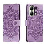 For Xiaomi Redmi Note 13 4G Sun Mandala Embossing Pattern Phone Leather Case(Purple)