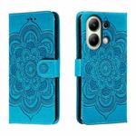 For Xiaomi Redmi Note 13 4G Sun Mandala Embossing Pattern Phone Leather Case(Blue)