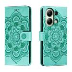 For Xiaomi Redmi Note 13 4G Sun Mandala Embossing Pattern Phone Leather Case(Green)