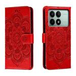For Xiaomi Redmi K70E Sun Mandala Embossing Pattern Phone Leather Case(Red)