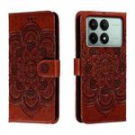 For Xiaomi Redmi K70E Sun Mandala Embossing Pattern Phone Leather Case(Brown)