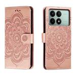 For Xiaomi Redmi K70E Sun Mandala Embossing Pattern Phone Leather Case(Rose Gold)