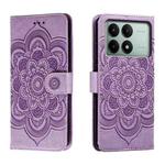 For Xiaomi Redmi K70E Sun Mandala Embossing Pattern Phone Leather Case(Purple)