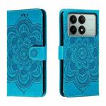 For Xiaomi Redmi K70E Sun Mandala Embossing Pattern Phone Leather Case(Blue)