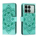 For Xiaomi Redmi K70E Sun Mandala Embossing Pattern Phone Leather Case(Green)