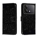 For Xiaomi Redmi Note 13R Pro Sun Mandala Embossing Pattern Phone Leather Case(Black)