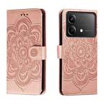 For Xiaomi Redmi Note 13R Pro Sun Mandala Embossing Pattern Phone Leather Case(Rose Gold)