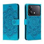 For Xiaomi Redmi Note 13R Pro Sun Mandala Embossing Pattern Phone Leather Case(Blue)