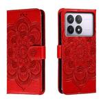 For Xiaomi Redmi K70 Sun Mandala Embossing Pattern Phone Leather Case(Red)