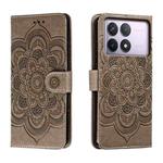 For Xiaomi Redmi K70 Sun Mandala Embossing Pattern Phone Leather Case(Grey)