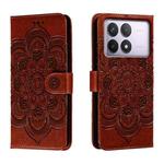 For Xiaomi Redmi K70 Sun Mandala Embossing Pattern Phone Leather Case(Brown)