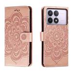 For Xiaomi Redmi K70 Sun Mandala Embossing Pattern Phone Leather Case(Rose Gold)