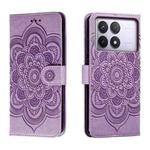 For Xiaomi Redmi K70 Sun Mandala Embossing Pattern Phone Leather Case(Purple)