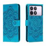 For Xiaomi Redmi K70 Sun Mandala Embossing Pattern Phone Leather Case(Blue)