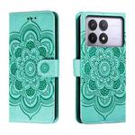 For Xiaomi Redmi K70 Sun Mandala Embossing Pattern Phone Leather Case(Green)